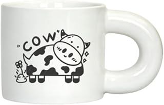 Premium Boutique Designer Print Big Handle Coffee Mug 12oz Ceramic Tea Cup for Home Office (Cow Print Cup)