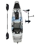 Upgraded Brooklyn 10.5 Pro Motorized Solo Kayak by BKC, Sit-On-Top Fishing Kayak Built-in Trolling Motor, 440 lb Capacity, Stable 35” Hull, Rudder Steering, Sealed Hatches & Rod Holders (Storm Surge)