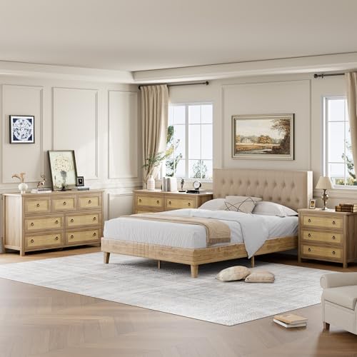 Rattan-7-Dresser-for-Bedroom-472-Wide-Dresser-Boho-Wide-Drawer-Dresser-with-Storage-Wooden-Closet-Dressers-Chest-of-Drawers-Freestanding-for-Bedroom-Nursery-Living-Room-Natural Rattan 7 Dresser for Bedroom 472 Wide Dresser Boho Wide Drawer Dresser with Storage Wooden Closet Dressers Chest of Drawers Freestanding for Bedroom Nursery Living Room Natural