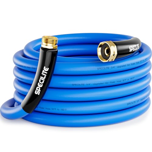 Specilite SP-HH-25S-19MM-BLUE Hot/Cold Water Hose 3/4 In × 25 Ft, Garden Hose -50℉ To 190℉, Heavy Duty,Flexible,Burst 605 Psi, Lightweigh, Upgraded Rubber Hose cover
