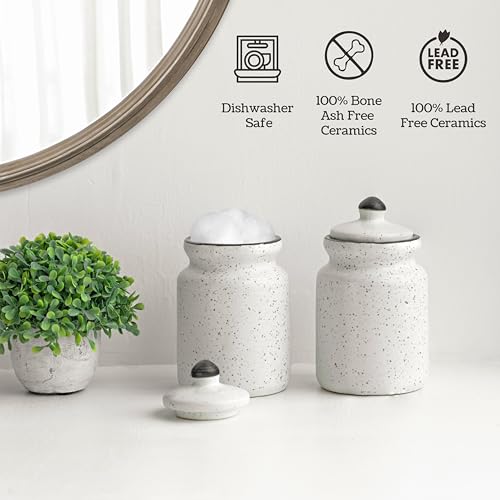 Image of Claymistry Multi Utility Ceramic Jar for Kitchen Storage with Lid, 500ML | 9cm * 9cm * 16cm | Matte, Ivory | Dry Fruits, Masala, Coffee, Tea, Snacks, Pickle Barni with lid | Dishwasher Safe, Set of 2