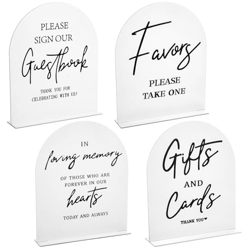 4Pcs Acrylic Wedding Signs for Ceremony and Reception, 8x10 Inch