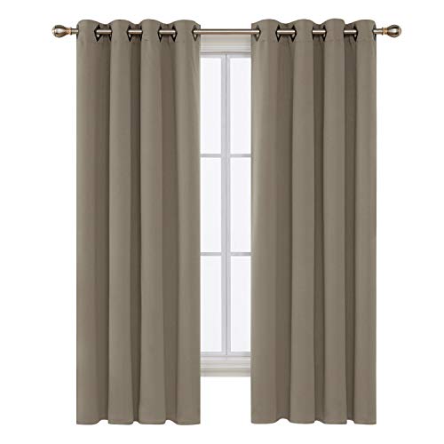Image of Deconovo Khaki Blackout Curtains for Bedroom Grommet Top Thermal Insulated Room Darkening Curtains 52x72 Inch 2 Panels