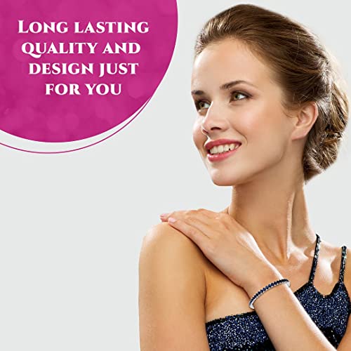 Shop Lc Cubic Zirconia Blue Tennis Bracelet For Women Stackable Wedding Jewelry For Bride Gifts 8" Ct 6.6 #TOP1