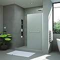 DreamLine Linea 34 in. W x 72 in. H Frameless Shower Screen in Brushed Nickel with Towel Bar