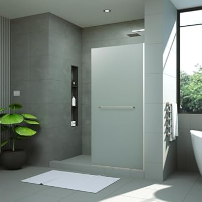 DreamLine Linea 34 in. W x 72 in. H Frameless Shower Screen in Brushed Nickel with Towel Bar