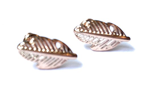 Preisvergleich Produktbild FizzyButton Geschenke Rose vergoldet Feder Ohrstecker in Geschenkbox