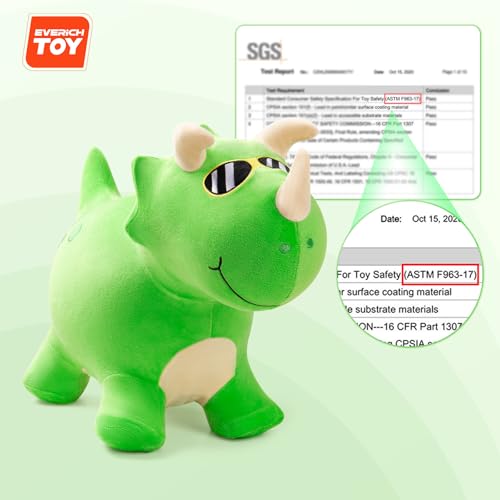 Image of EVERICH TOY Bouncy Dinosaur Hopper Toys, Plush Animal Toy for Toddler 18M+ | Inflatable Horse Hopping Toy for Boys Girls, Indoor Outdoor Bouncy Dino Toy for 2 Year Old Kids, Gift for 3 4 5 6 Yrs W / Pump