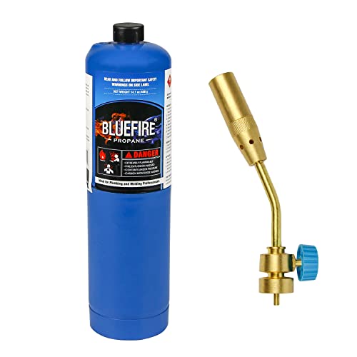 BLUEFIRE Propane Torch Head, Super Jumbo Flame Turbo Head for MAPP MAP Pro Propane CGA 600 Cylinder (With Propane Kit)