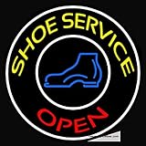 Neon-LED-Röhre, gelber Schuhservice, offen mit Rand, handgefertigt, Kunstschild, Lampe, Neonschilder für Wanddekoration, PVC, 35,6 x 43,2 cm