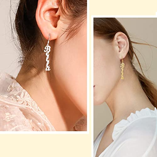 Gold Name Earrings Engraved Custom Made Nameplated Dangle Drop Earrings Personalized Memory Jewelry Christmas Gifts For Women Girls #TOP1