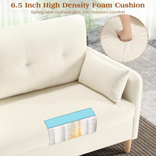 Image of Hanherry Loveseat Sofa, 47 inch Small Couch for Living Room, Comfy Chenille Fabric Love Seat for Bedroom withThrow Pillow,Removable Cushion Cover,Couches for Small Space,Apartment,Dorm