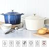 MARTHA STEWART Gatwick 7-Quart Enamel Cast Iron Dutch Oven – Linen White With Gold – Heavy-Duty Dutch Oven for Slow Cooking, Braising & Baking #5