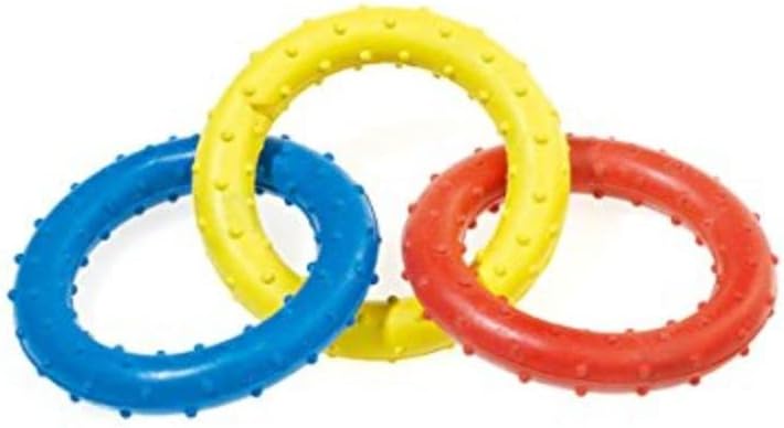 CLASSIC PETBLIS Triple Ring Rubber Tug 19cm 7.5 inches, 100 g