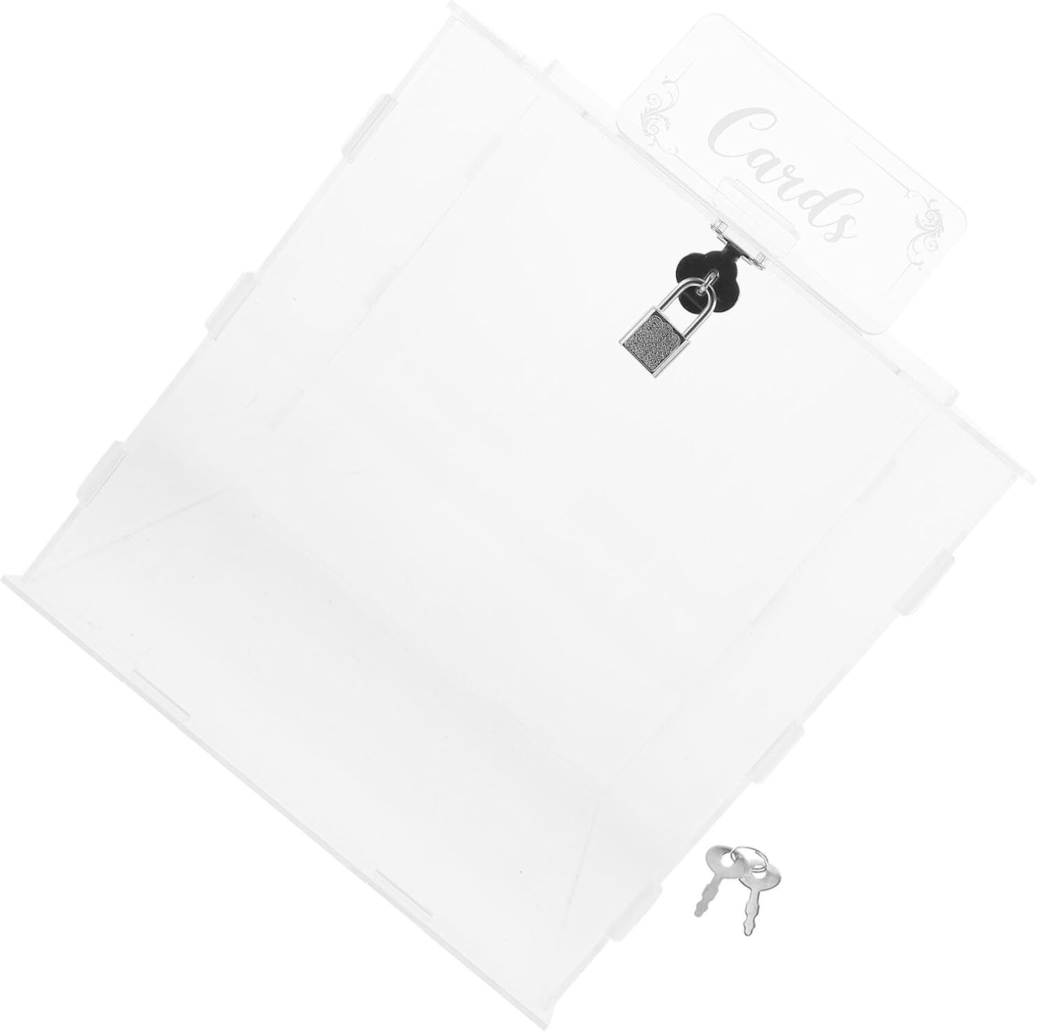 MAGICLULU Acrylic Wedding Card Box with Lock, 25x25x25cm Envelope and Money Storage Box for Wedding Reception, Birthday Party, and Events