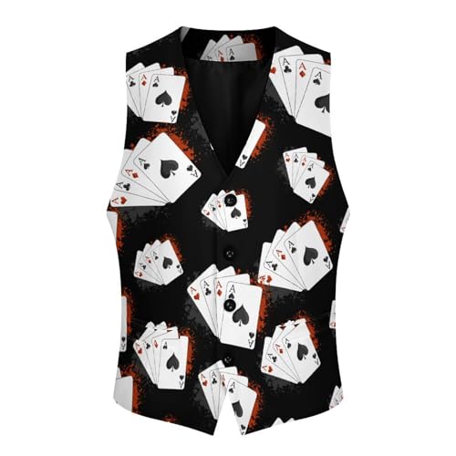 Four A Poker Playing Cards Funny Men's Formal Suit Vest Casual Business Dress Waistcoat Printed Vest Slim Fit3