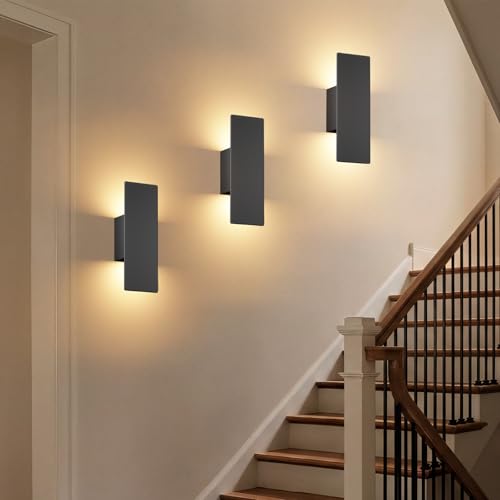 Image of Tipace Hardwired Black Wall Sconces,3000K Modern Wall Lights Led Indoor Wall Wall Mount Light for Bedroom,Living Room, Hallway,GU10 Bulbs Included,2 Pack