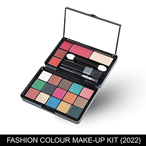 Image of Fashion Colour Professional And Home 4 IN 1 Makeup Kit (FC2022) With 15 Glamorous Eyeshadow, 3 Glossy Lip Gloss, 1 Powder Cake and 1 Blusher (Shade 01)