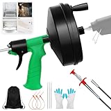 vovoyager 50 Ft Drain Snake, Fast Unclog Snake, Manual & Electric Plumbing Snaker for Shower Sink, Toilet and Kitchen, Drain Auger 50 ft Comes with Gloves and Bag, 1/4 Inch, Green