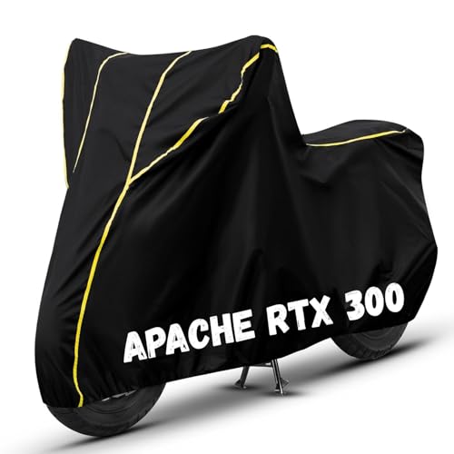 Image of Bike Cover for Apache RTX 300 100% Waterproof, Dustproof & Scratch Resistant| Fully Bottom Elastic UV Resistant Heavy Duty Body Cover | All Weather Outdoor Use
