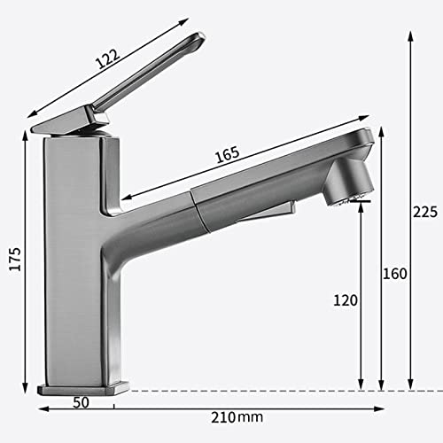 Grifos de baño monomando gris con caño extraíble para lavabos de un solo orificio 2