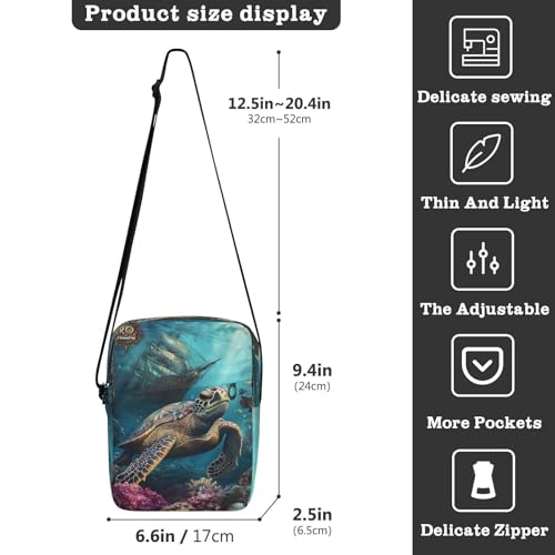 Crossbody Bag Ocean Sea Turtles Messenger Bag for Women Men Purse Shoulder Bag Satchel Bag with Adjustable Strap 214B93743