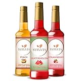 Syruvia Watermelon, Peach And Strawberry Syrup Fruity Variety Pack - Ideal for Cocktails, Desserts, Italian Sodas, Ice and More, Kosher and Gluten-Free.