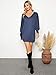 ZANZEA Women's V Neck Long Sleeve Casual Oversized Baggy Tops Loose Blouses Pullover Tunic Sweater Sweartshirt Dress Blue Large