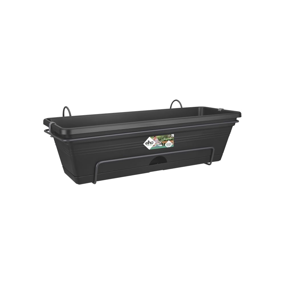 elho Blumenkasten-Set Green Basics Kunststoff 50x18x14 cm schwarz inkl. Halterung