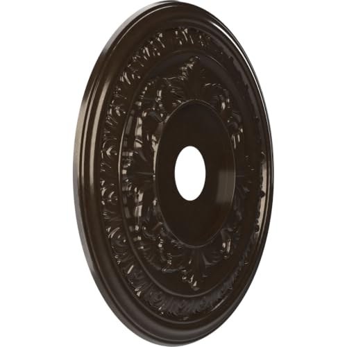 Image of Ekena Millwork CMP22BAERU Baltimore Thermoformed PVC Ceiling Medallion (Fits Canopies up to 7 3 /4 inch), 22 inchOD x 3 1 /2 inchID x 1 inchP, Universal Metallic Rustic Mist