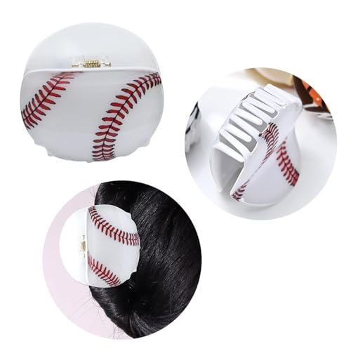 Pinza para cabello amarilla estilo béisbol para mujer miniatura 5
