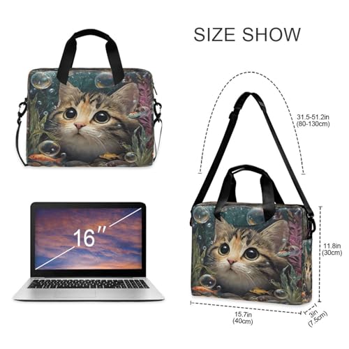Maletín para portátil Alaza con diseño de gato y peces miniatura 4