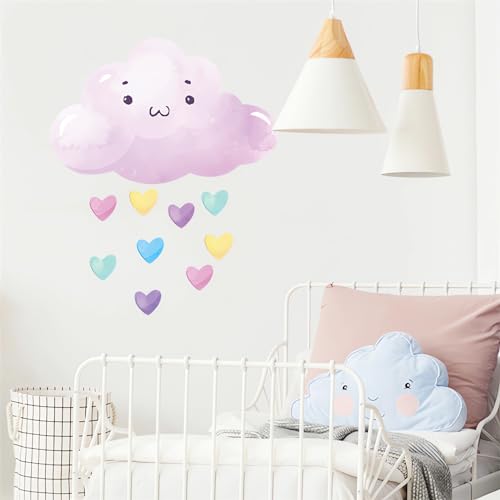 2 hojas de stickers de pared corazones y nubes rosas miniatura 6