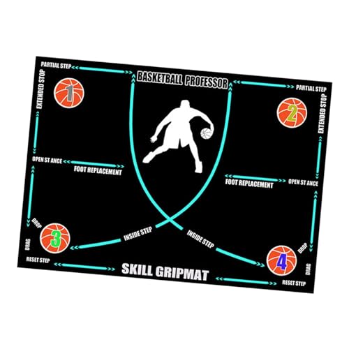 Colaxi Basketball Footwork Mat Basketball Training Mat Silent Antislip Basketball Skills Training Equipment Basketball Footstep Mat, Blue Line with Strap