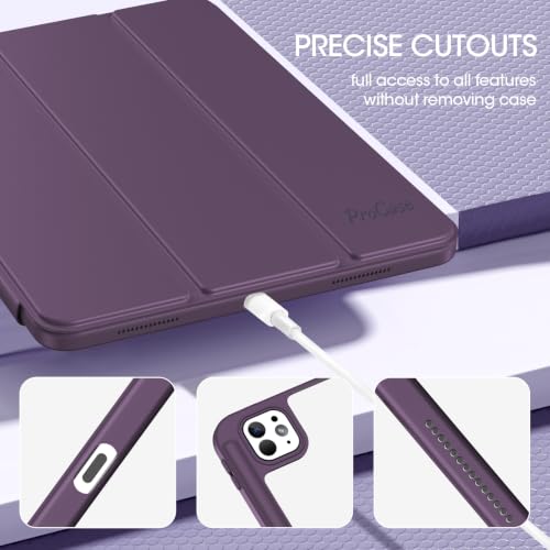 Image of ProCase for iPad Pro 13 Inch Case M5 2025 / M4 2024 with Pencil Holder | Smart Cover iPad Pro M5 M4 Case 18 Inch, Clear Transparent Back, Supports Touch ID, Auto Wake /Sleep