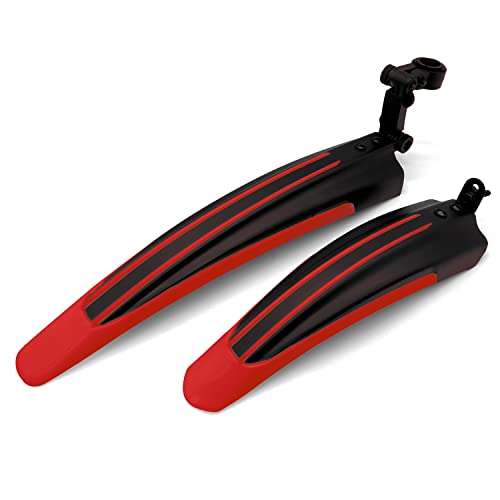 Silfrae Adjustable Standard 26 Inch Mountain Bike Splash Guard Bike Fenders Set Front And Rear (Red) #TOP1