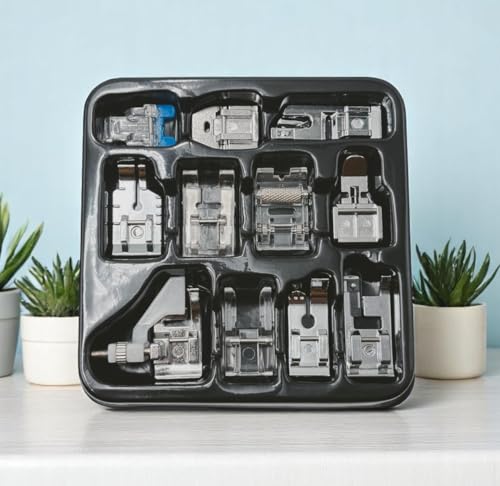 Image of ZENITH 11 Pcs Sewing Machine Presser Feet Accessories Kit, Compatible with Brother, Usha Janome, Singer Low Shank, Multiple Stitch Functions (11pc kit)