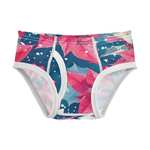 KLL Watercolor Christmas Pattern Poinsettia Spruce Toddler Boys' Comfort Underwear Briefs Cute Children Panties