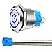 Produktbild Gebildet 22mm Edelstahl Latching Drucktastenschalter 12V-24V 5A Power Symbol LED 1NO1NC SPDT ON Off Wasserdichter Kippschalter mit Steckdose Stecker (Blau LED)