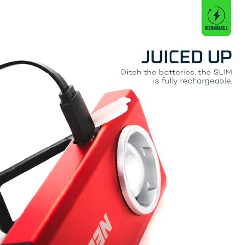 NEBO Slim Pocket Flashlight | 500 Lumens, Rechargeable Mini EDC Work Light, Magnetic Base & Dimmable Brightness, Durable & Water Resistant, Includes Charging Cable — Red - Thumbnail 5