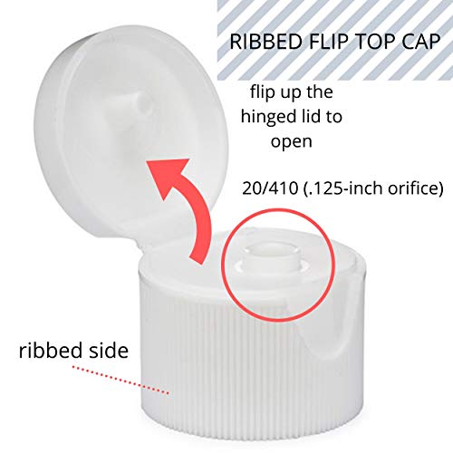 Kelkaa Caps 20/410 White Flip Top Caps With .125 Orifices, Dispensing Ribbed Snap Top Closures, Replacement Caps For Squeeze Bottles, Neck Diameter 20Mm, Thread Type 410 (Pack Of 12) #TOP1