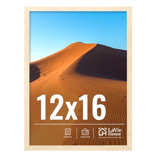 Image of LaVie Home 12x16 Picture Frame for Wall Display, 12x16 Oak Picture Frame with HD Plexiglas, 12 x 16 Poster Frame 1 Pack, Display Frame for Vertical or Horizontal, Classic Collection