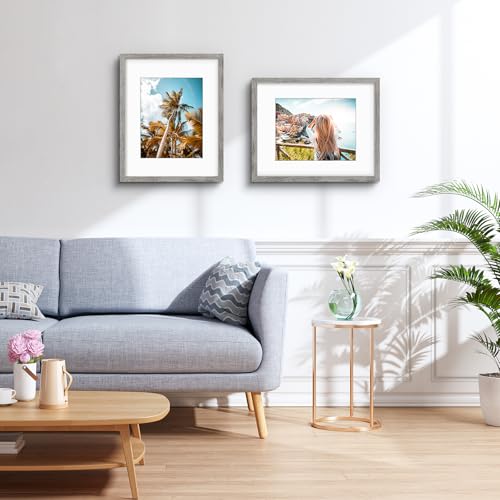 Image of Frametory, 16x20 Picture Frame with Mat for 11x14 Picture- - High Definition Glass Wide Molding - Preinstalled Wall Mounting Hardware (Gray, 6 Pack)