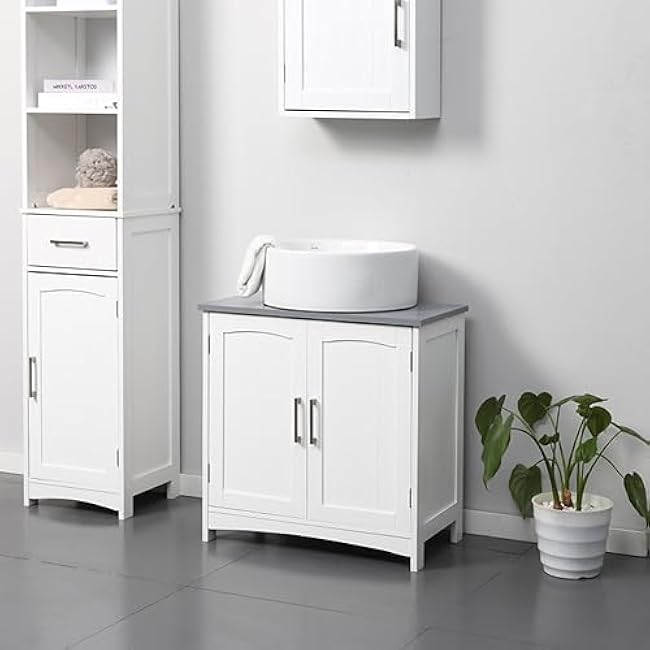 JHshop Sink Storage Cabinet, Rustic Under Sink Cabinet, Bathroom Vanity Cabinet with Double Door Space Saver Organizer, 23.5 W x 13 D x 23.5 H Suitable for Washbasin U Shaped Cut-Out