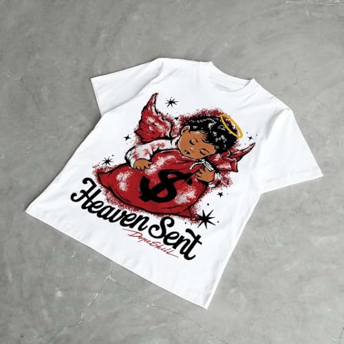 Image of DopeSkill Graphic Tee Streetwear Hip Hop Hypebeast Street Style Crew Neck Unisex T-Shirt Sneaker Colour Matching Shirts Angel