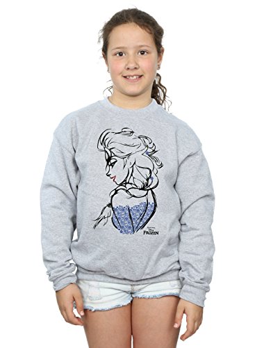 Disney Girls Frozen Elsa Sketch Mono Sweatshirt 7-8 Years Sport Grey