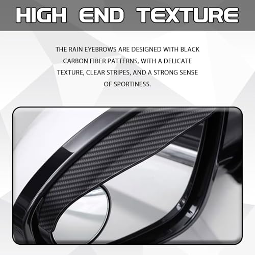 Image of 2-in-1 Car Blind Spot Mirror Rain Guards 2 Pack, Carbon Fiber Rear View Mirror Rain Visor with 360 Adjustable Blindspot Protection for Universal Automotive Exterior Accessories