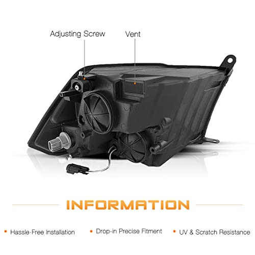 JSBOYAT Headlight Assembly Replacement for 2009-2018 Dodge Ram Quad 1500 2500 3500 Pickup Driver Passenger Side (Chrome Housing with Amber Reflector)