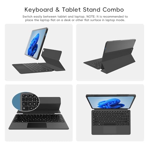 Image of 2-in-1 Laptop /Tablet (2026), Windows 11 PC with Magnetic Keyboard, 12 inch 2K FHD IPS Touchscreen Display, 12GB RAM 256GB SSD, 6500Y Processor, USB-C, 2 Stereo Speakers for Home Office Students