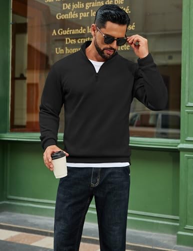 COOFANDY Men Quarter Zip Up Pullover Lightweight Mock Neck Sweatshirt Casual Active Long Sleeve Polo Shirt3